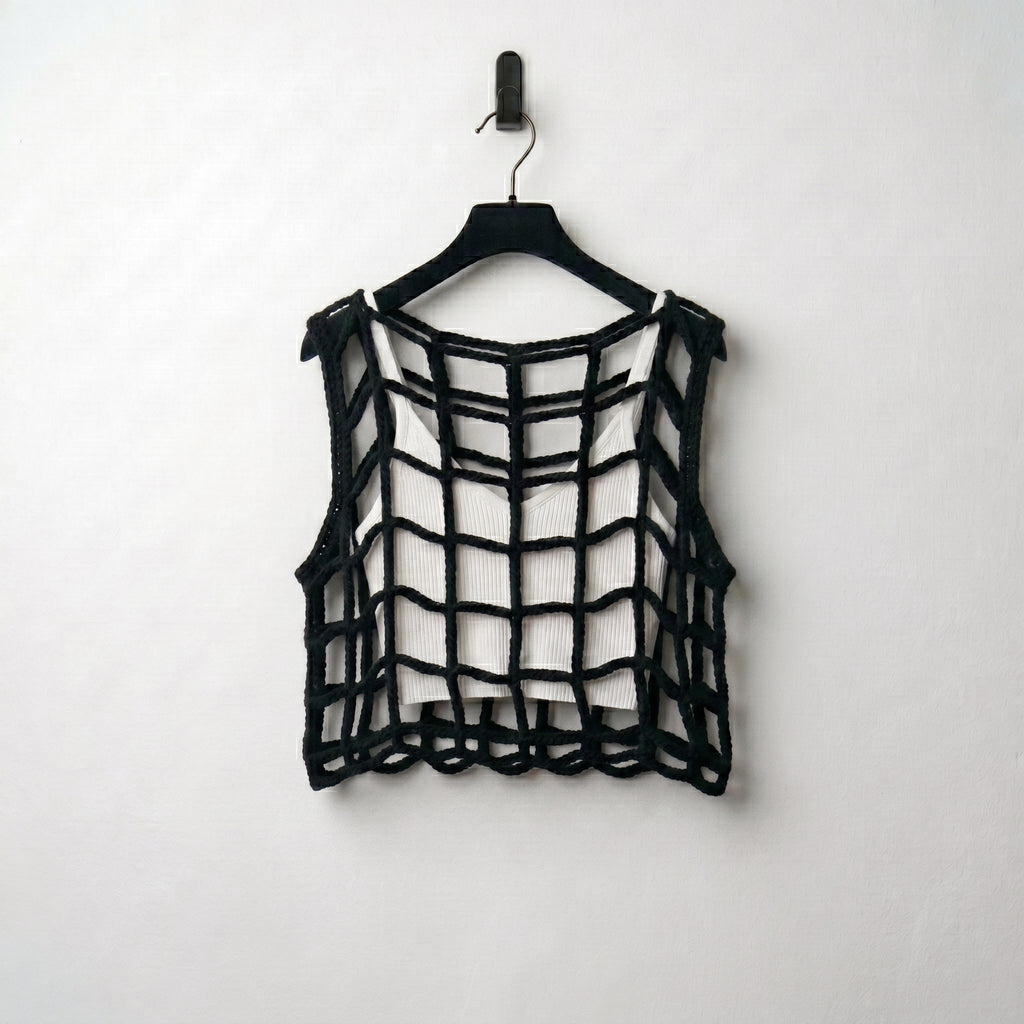 Black Brochet Rope Vest